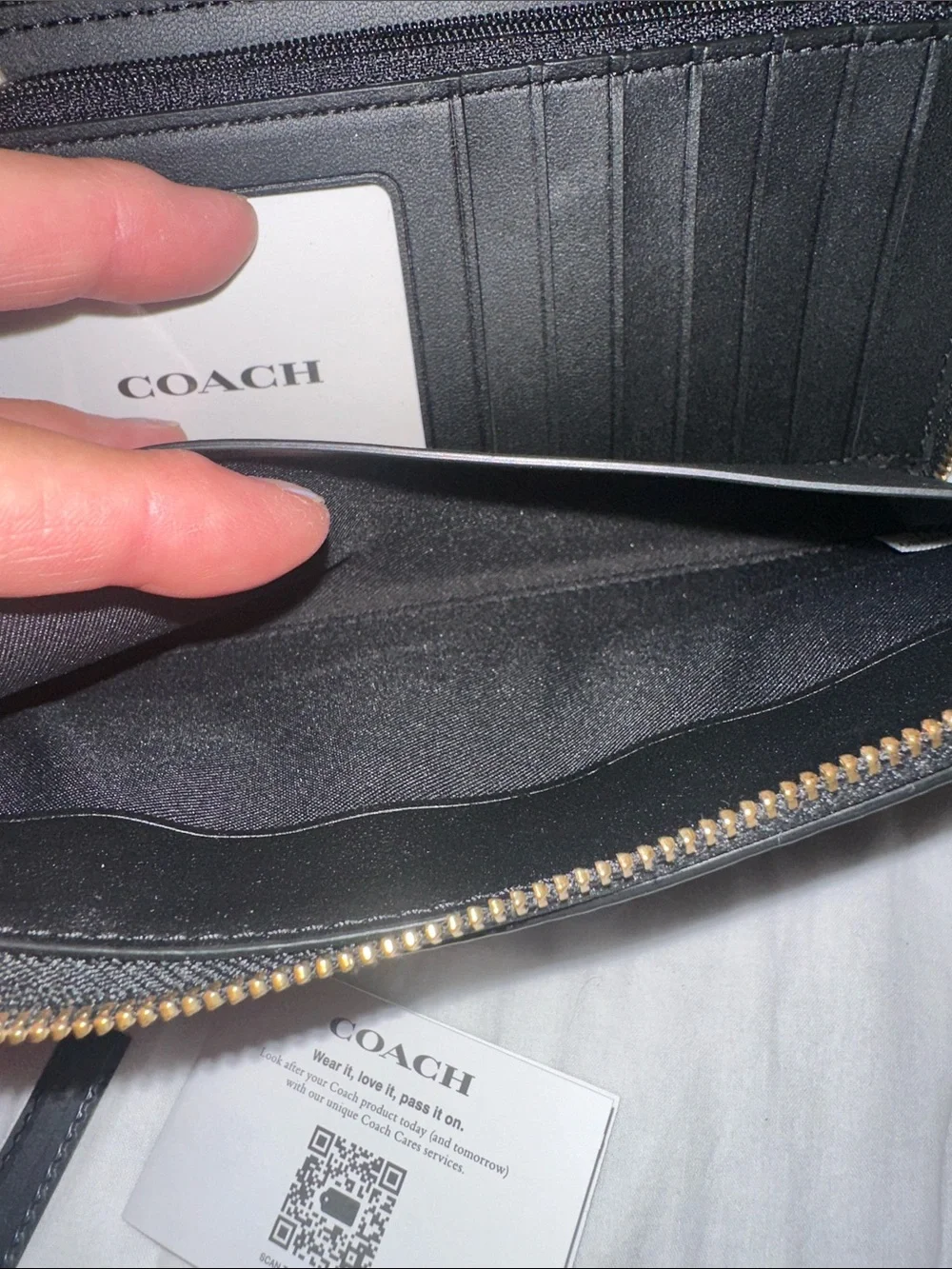 Coach Black Pebbled Leather Zip-Around Wristlet